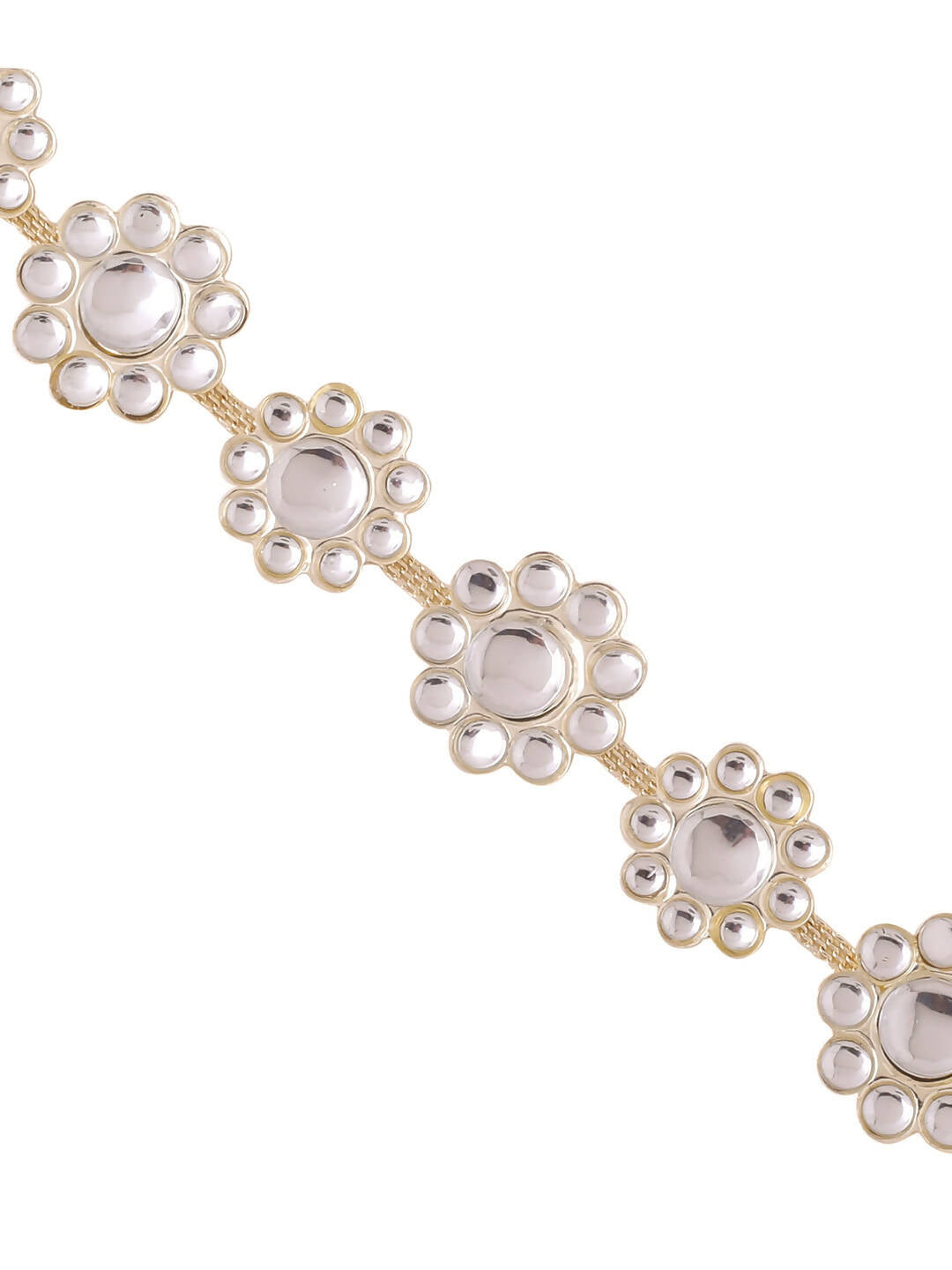 NVR Women's Gold-Polished Traditional Trending Matha Patti