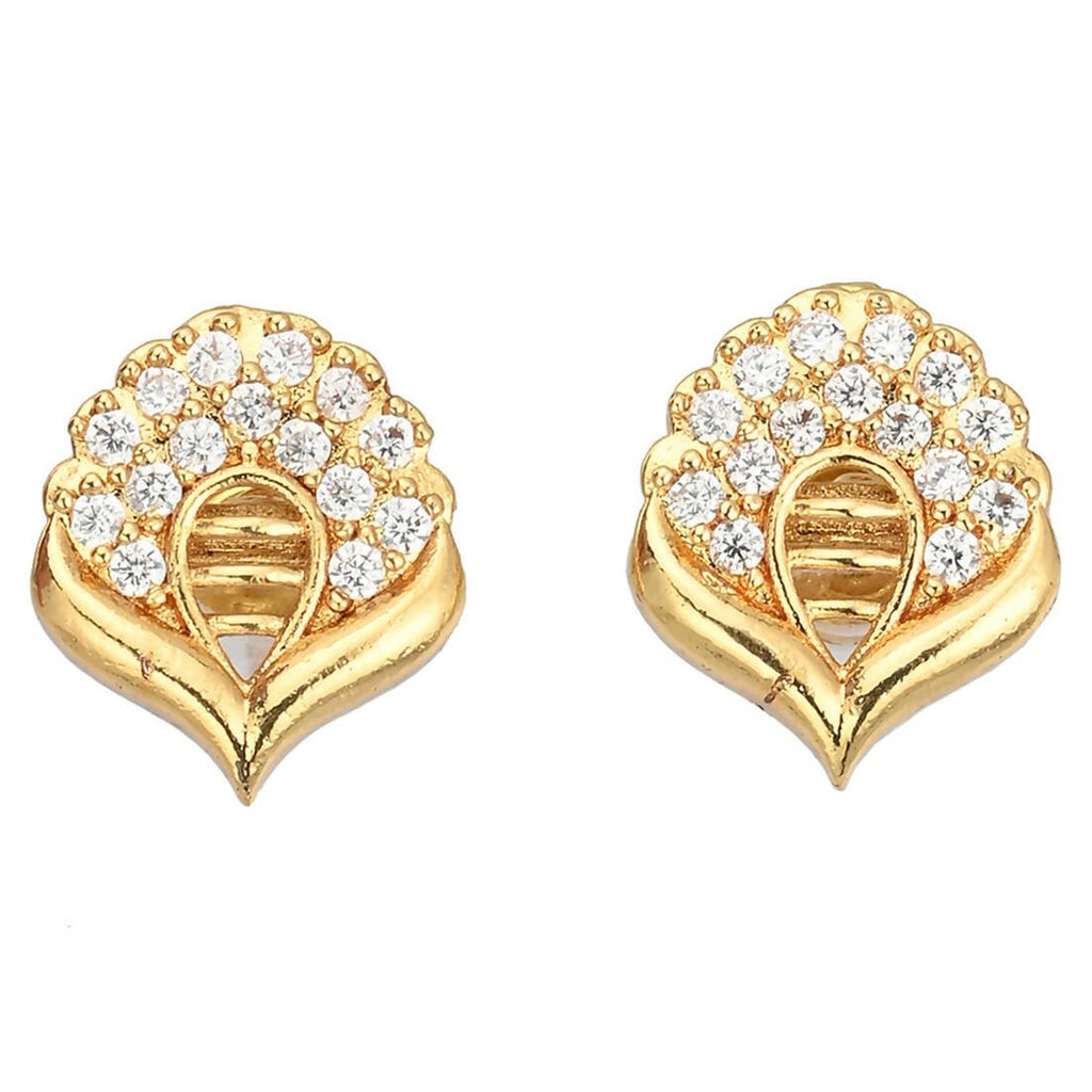 AanyaCentric Gold-Polished Short Mangalsutra Set with Earrings