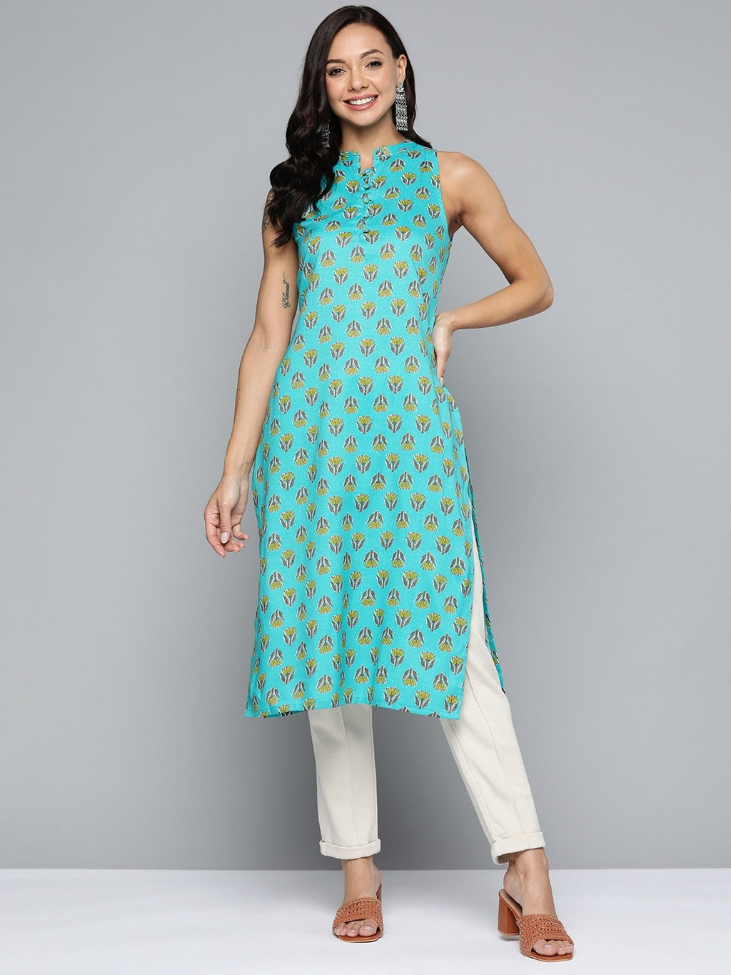 HERE&NOW Ethnic Motifs Printed Straight Kurta