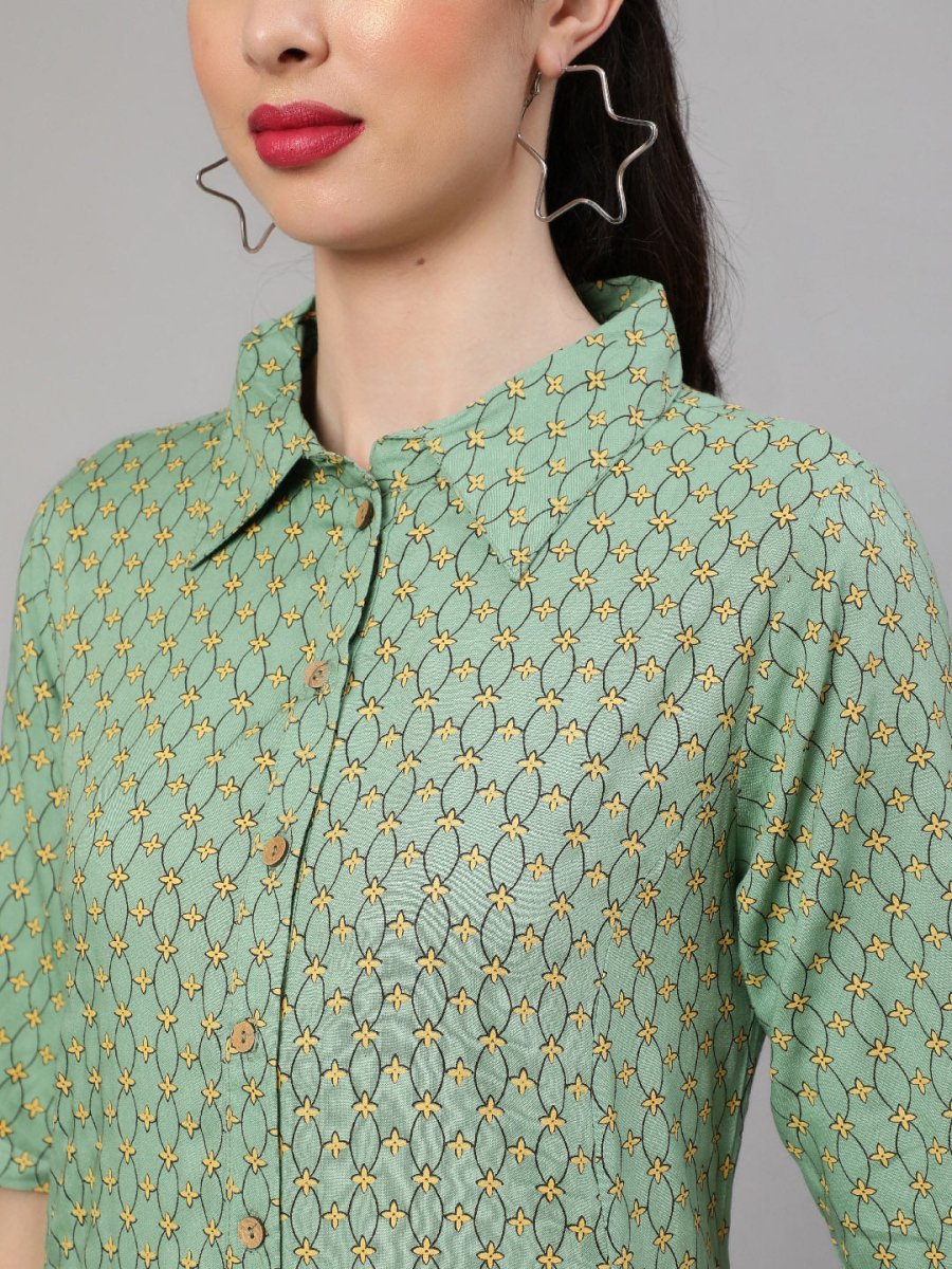 Aks Floral Printed Regular A-Line Kurta With Trousers