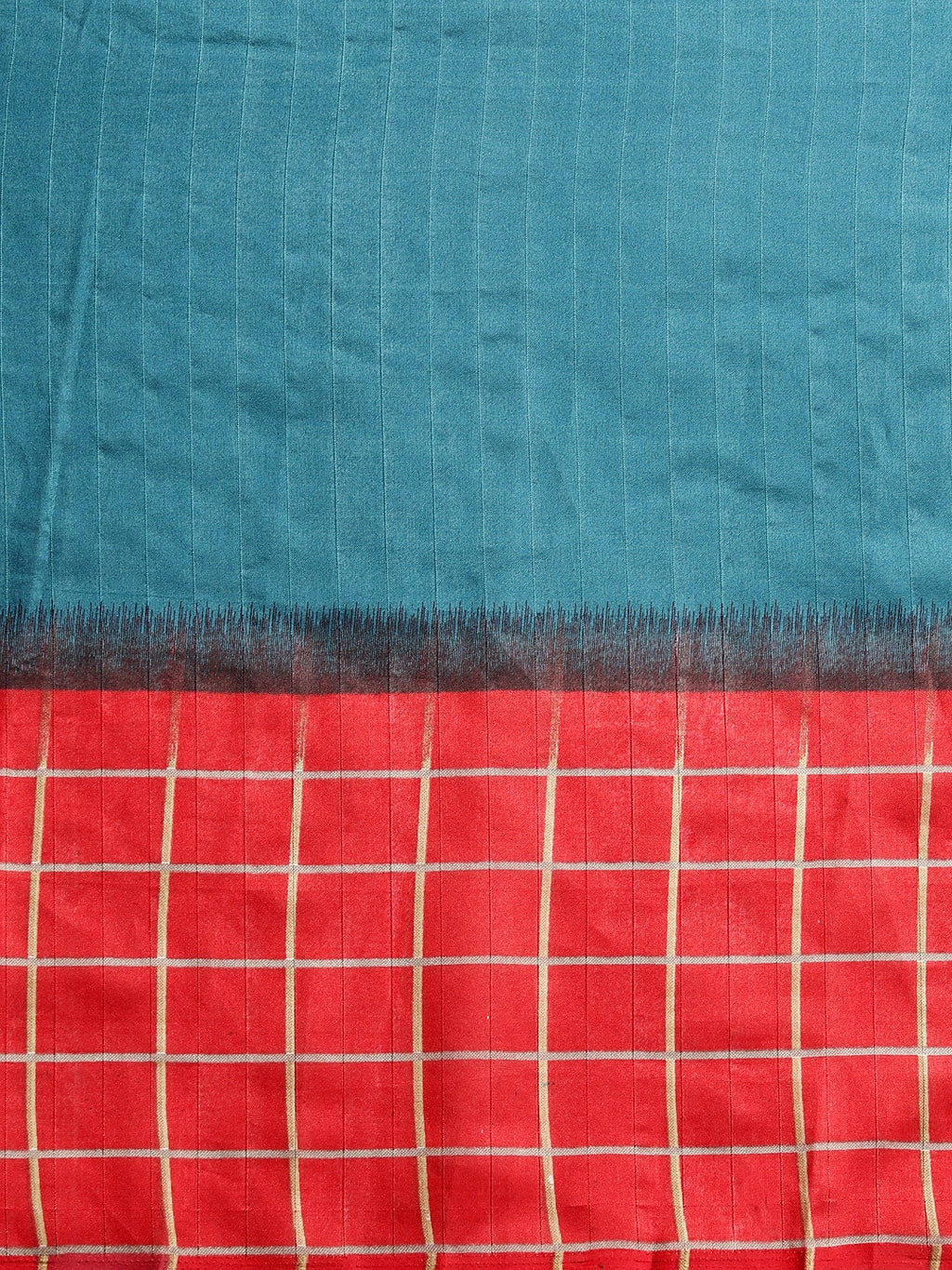 Saree Mall Blue & Red Checked Bhagalpuri Saree