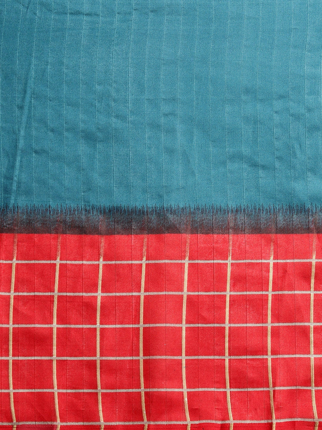 Saree Mall Blue & Red Checked Bhagalpuri Saree
