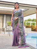 Tikhi Imli Mauve Abstract Printed Satin Half and Half Saree