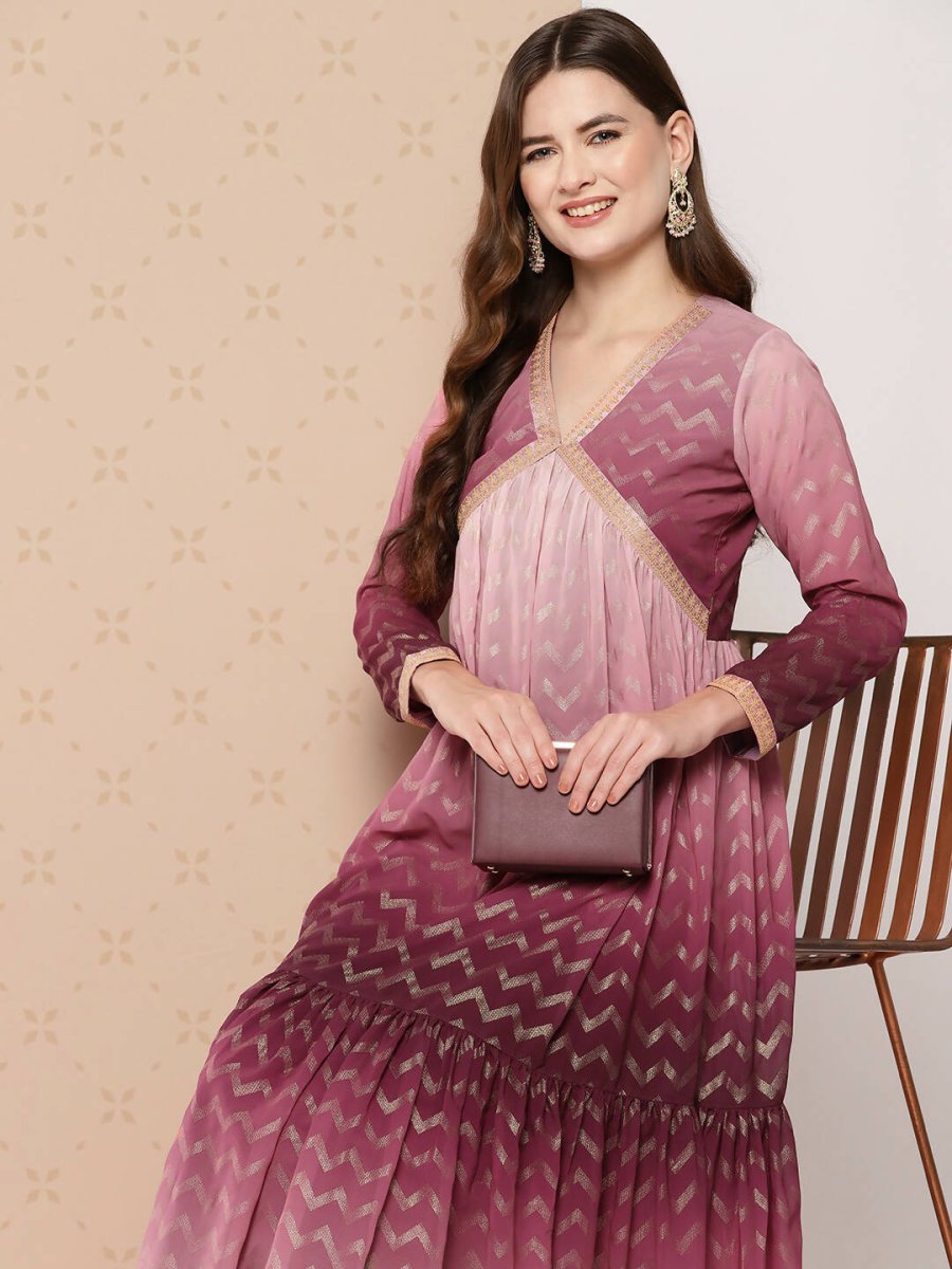 Ahalyaa Women's Traditional wear Ethnic Dress - Burgundy