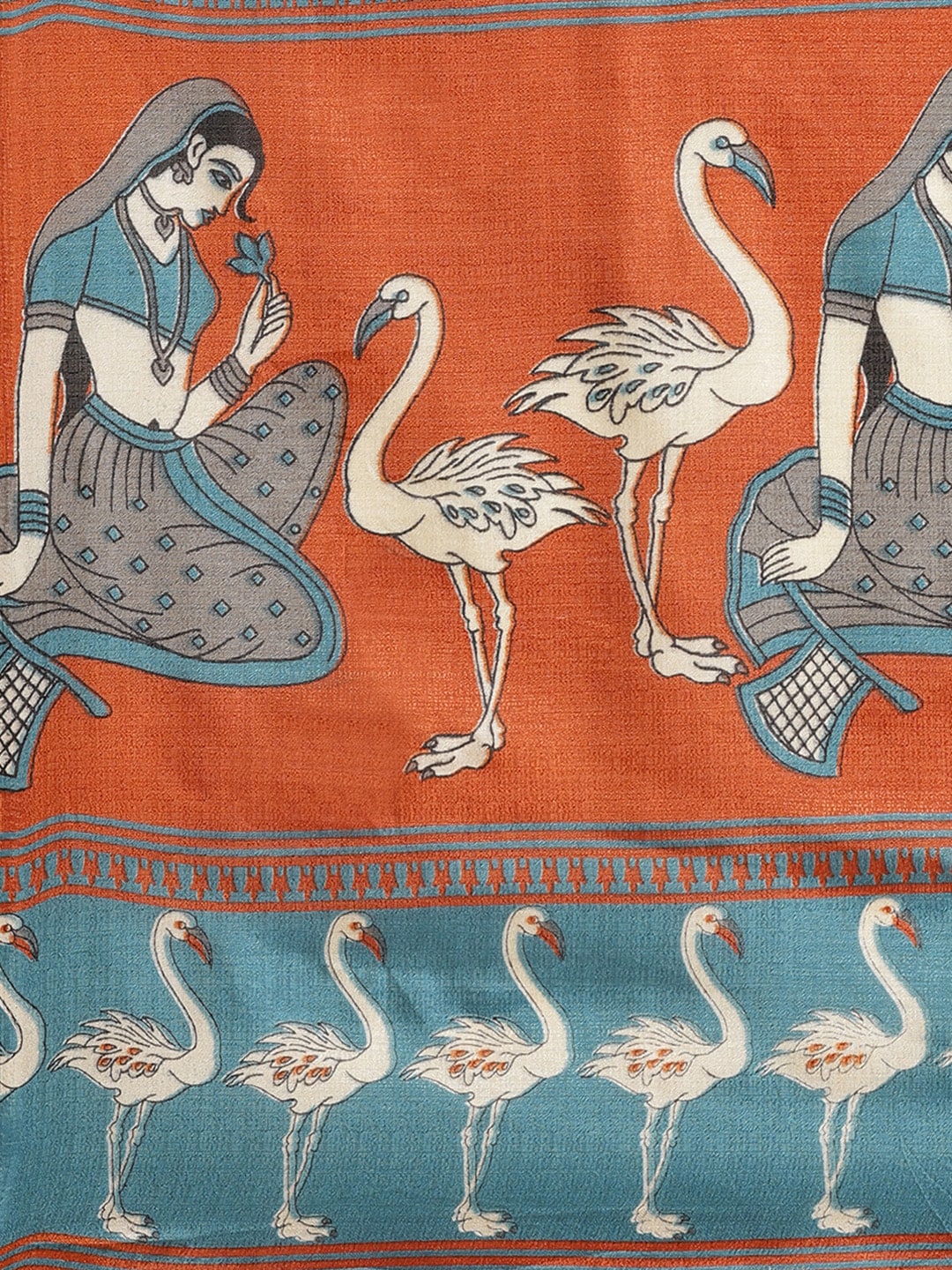 Saree Mall Blue & Beige Ethnic Motifs Print Bhagalpuri Saree