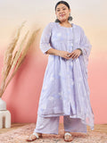 Sztori Floral Printed Round Neck A-Line Kurta with Palazzo & Dupatta