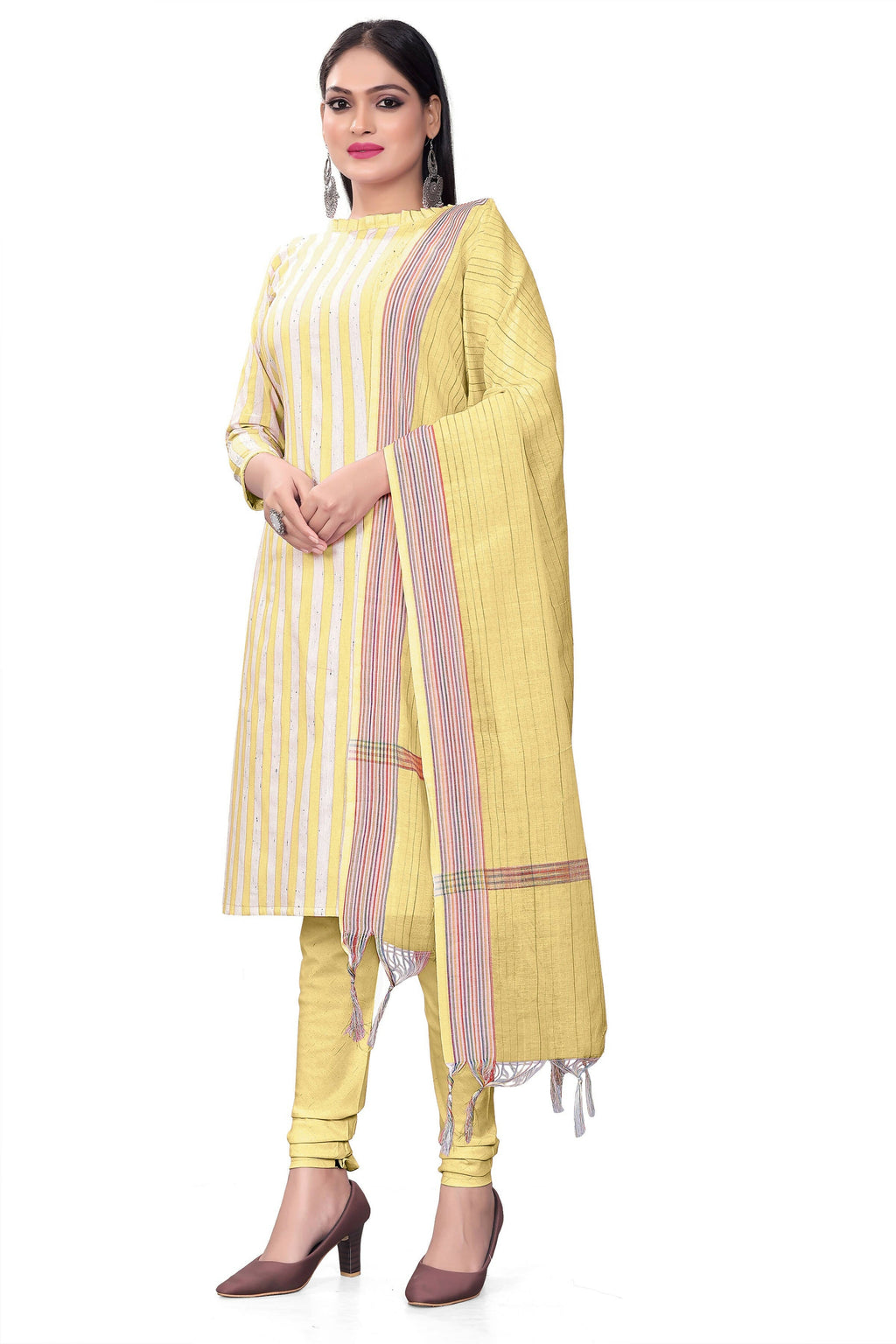 Yellow Cotton Jacquard Woven Unstitched Dress Material - Amara