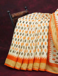 Combo of Off White and Orange Patan Patola Semi Chanderi Saree By Gayathri Reddy Designer Studio