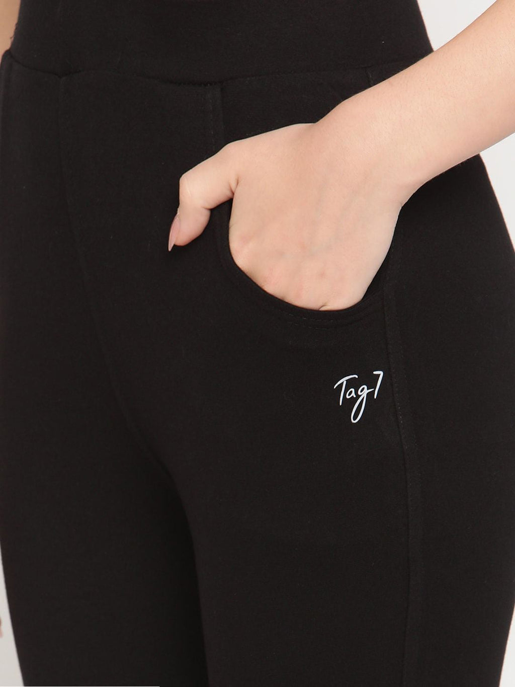 TAG 7 Set Of 2 Black Solid Leggings
