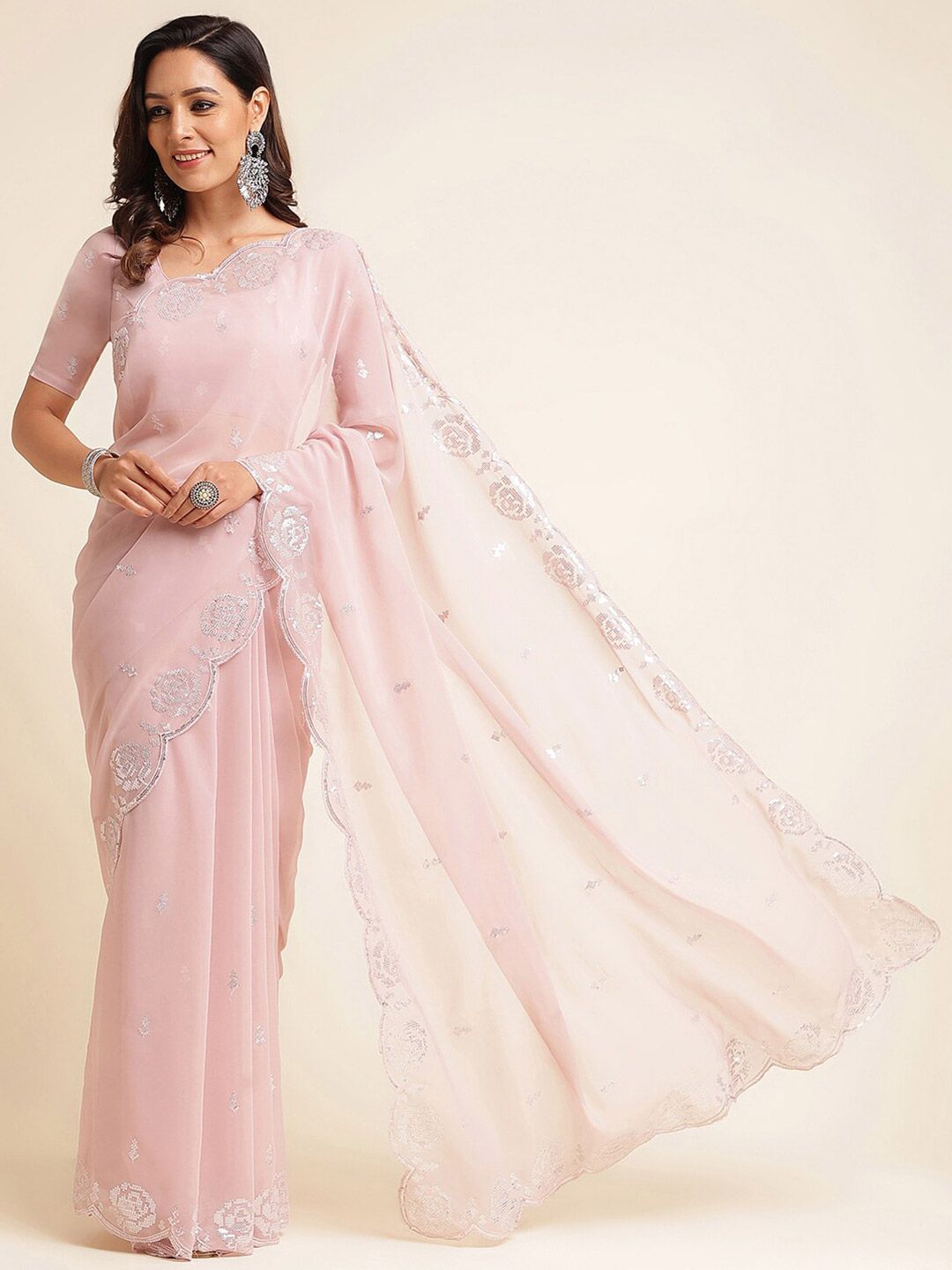 kasee Embellished Sequinned Poly Georgette Saree