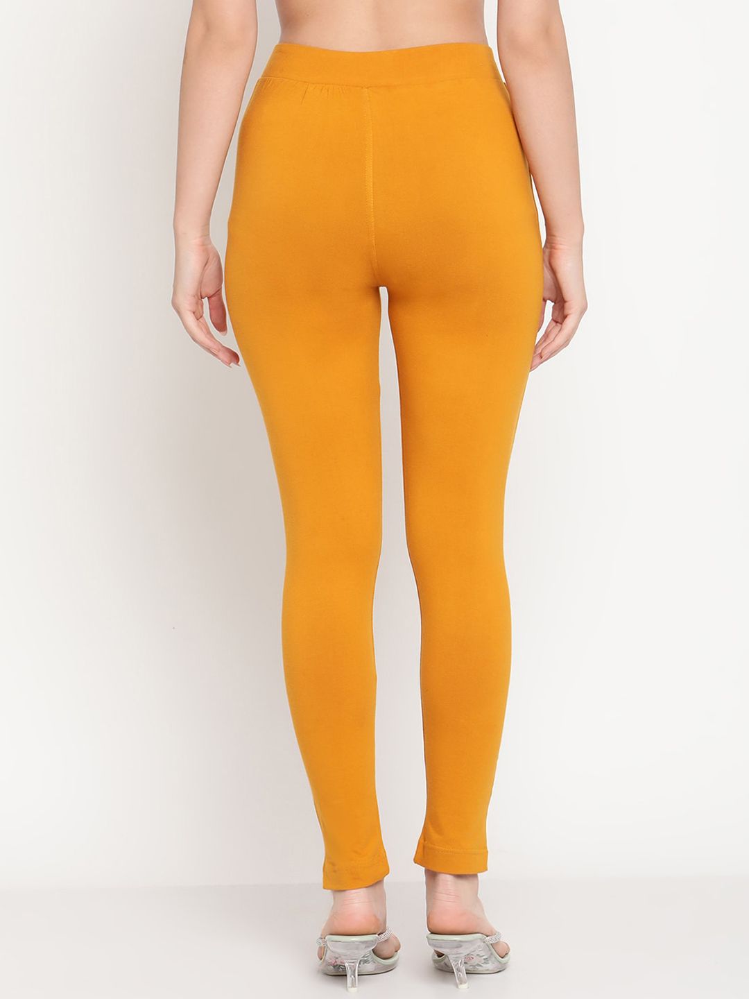TAG 7 Women Black & Mustard Yellow Pack of 2 Straight Fit Ankle-Length Leggings