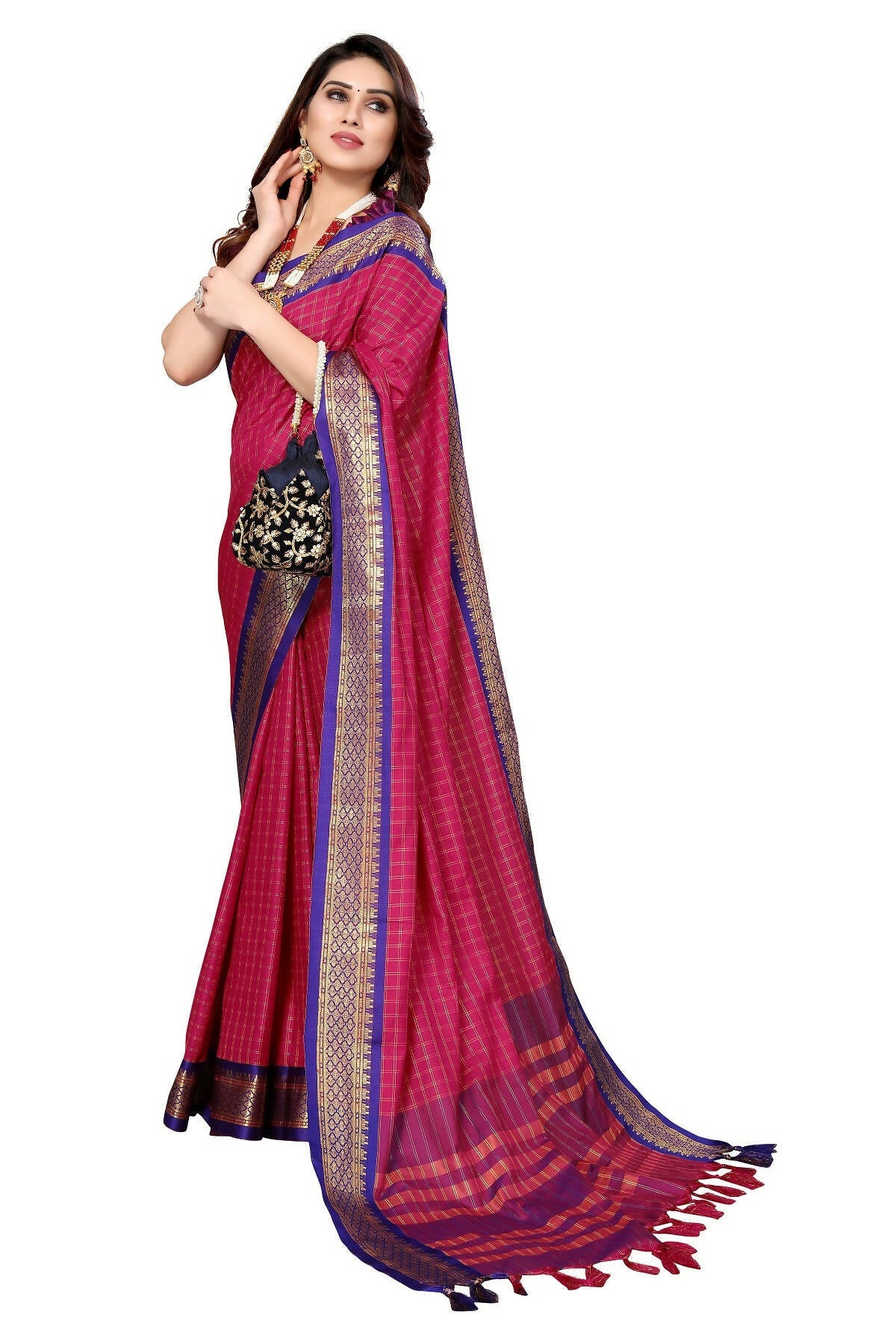 Vamika Weaving Pink Cotton Silk Saree (BHAVINI PINK)