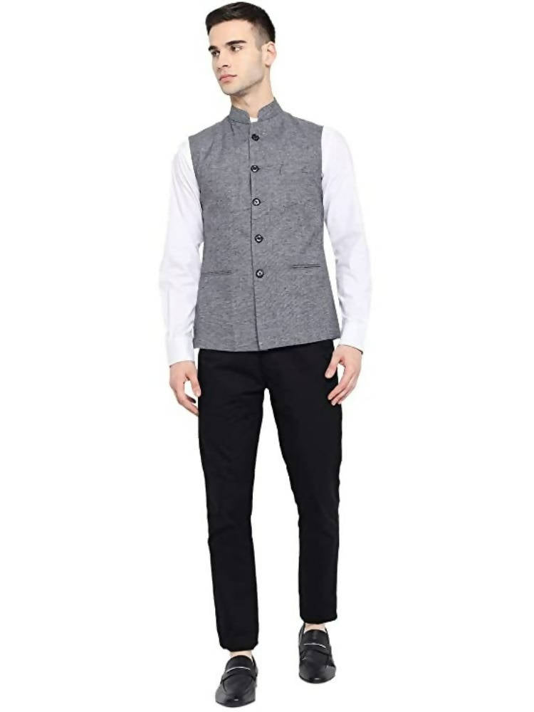 Vastraa Fusion Men's Assorted Dots Blended Festive Nehru Jacket