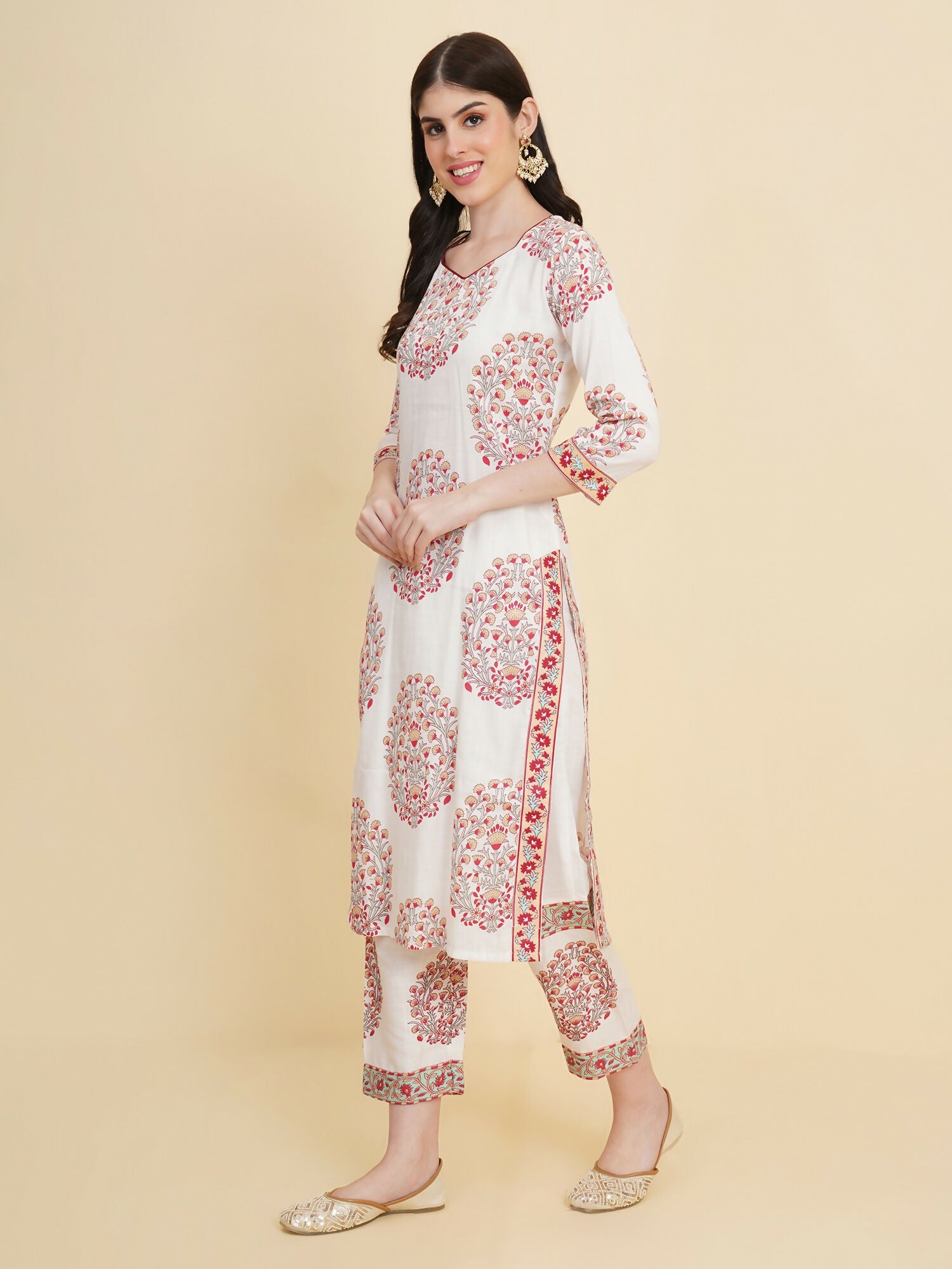 Designer Stylish White cotton Stitched Suit With Dupatta - Tanisha