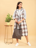 BohoJazz Earthy Check Linen Jacket with Fine Check Linen Dress