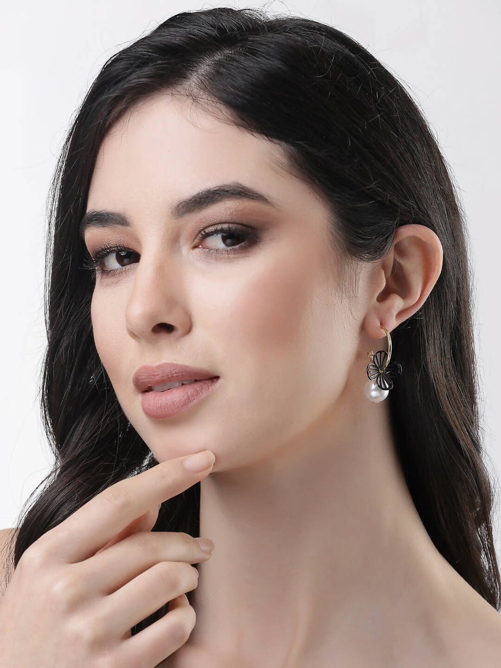NVR Women Gold-Toned Teardrop Shaped Drop Earrings