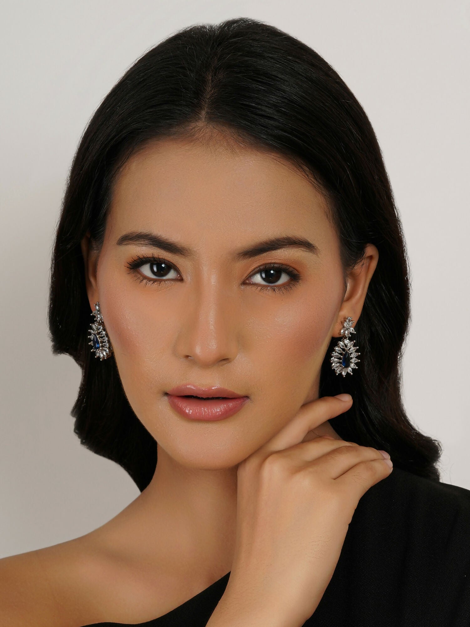 Long kundan earring (Blue) - Ruby Raang