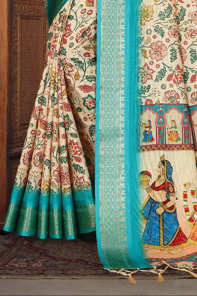PR Fashion Multi Heavy Rich Cotton Silk Digital Print & Jacquard Saree