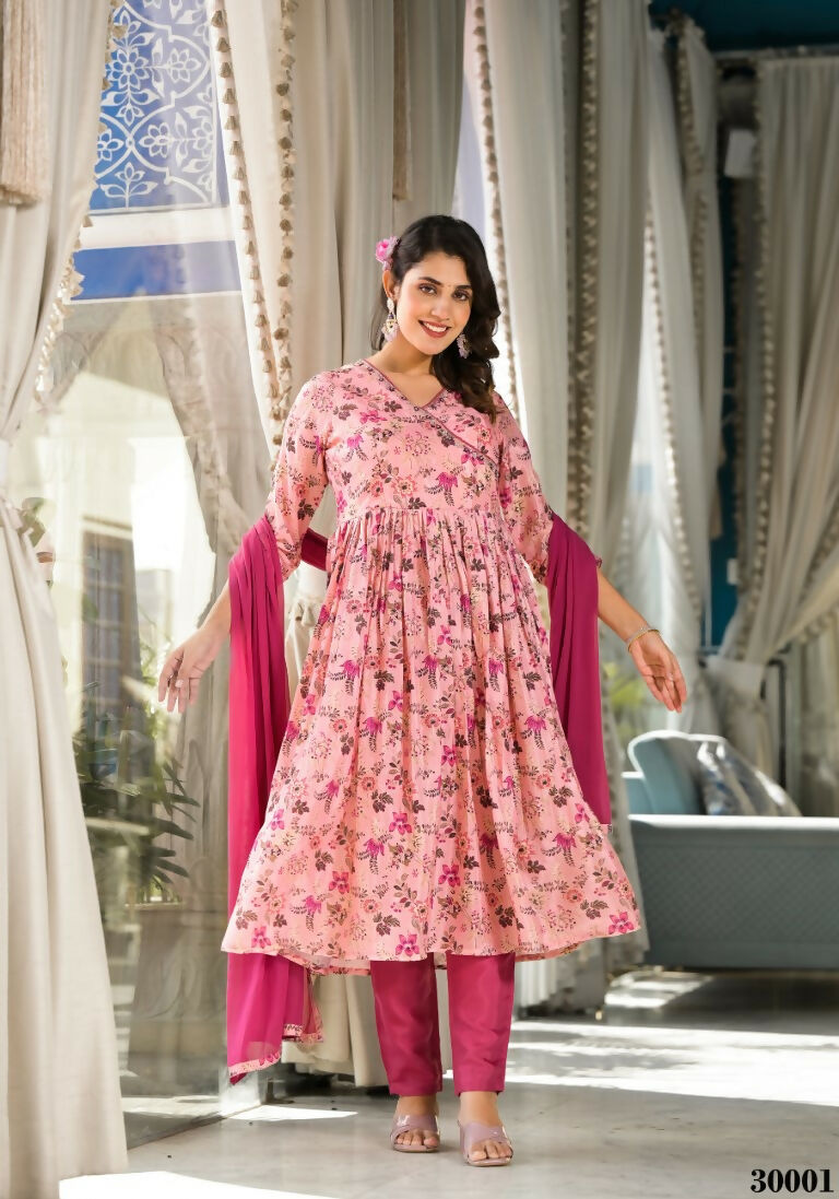 Designer Stylish Light Pink Rubi Silk Stitched Suit With Dupatta - Kiyara