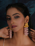 Long Layered Earrings with Elephant Motifs (Pink) - Ruby Raang