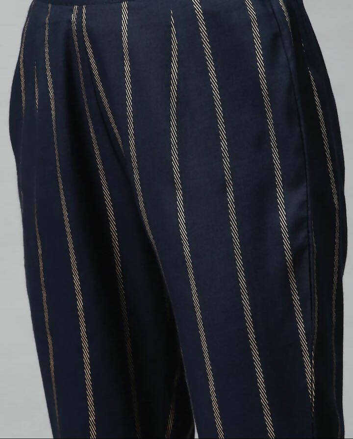 Vamika Printed Rayon Blue Party Wear/Casual Wear Kurta Set/Suit