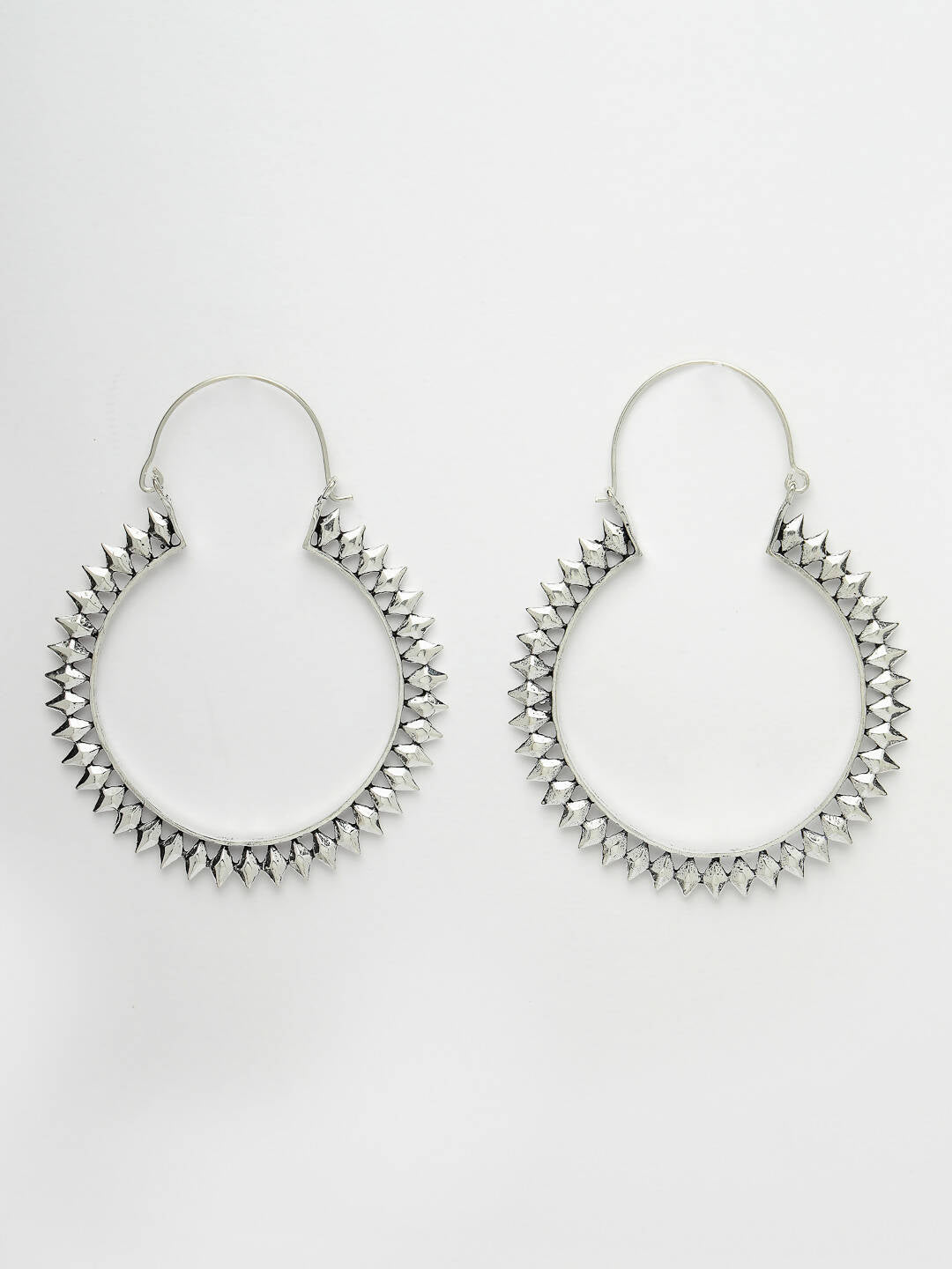 NVR Women Silver Full Circular Hoop Earrings