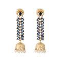 Nuyug 22K Gold-Plated Blue Onyx & Pearl Studded Dome Shaped Jhumkas