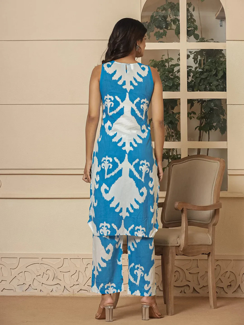 Yufta Cotton Blue Pin Tuck Co-Ord Set