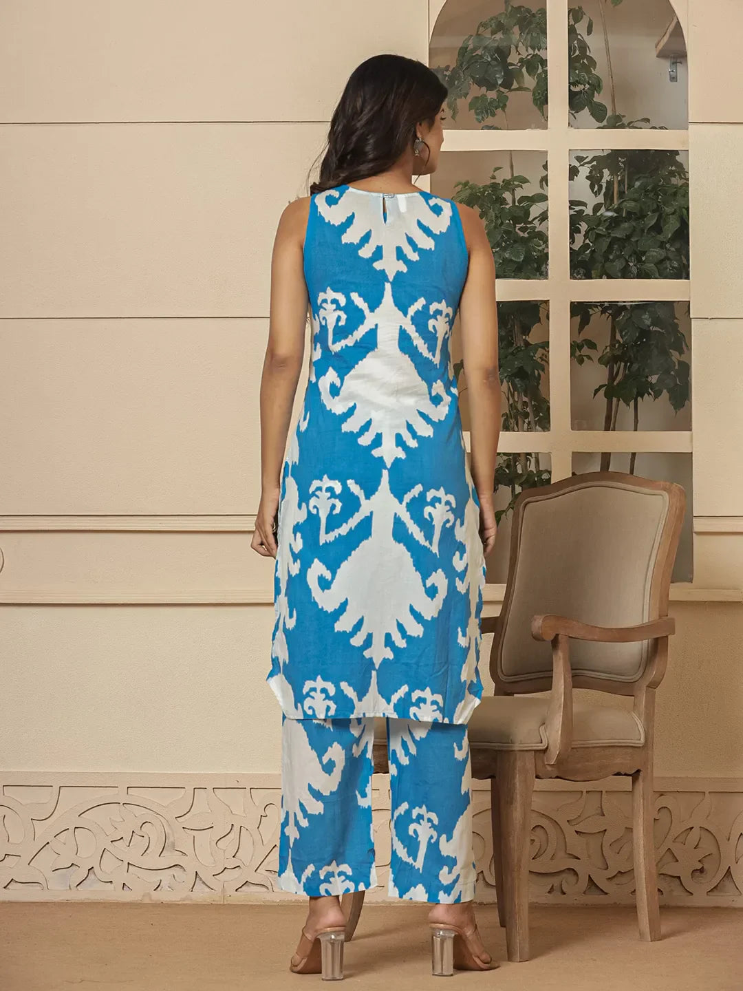 Yufta Cotton Blue Pin Tuck Co-Ord Set