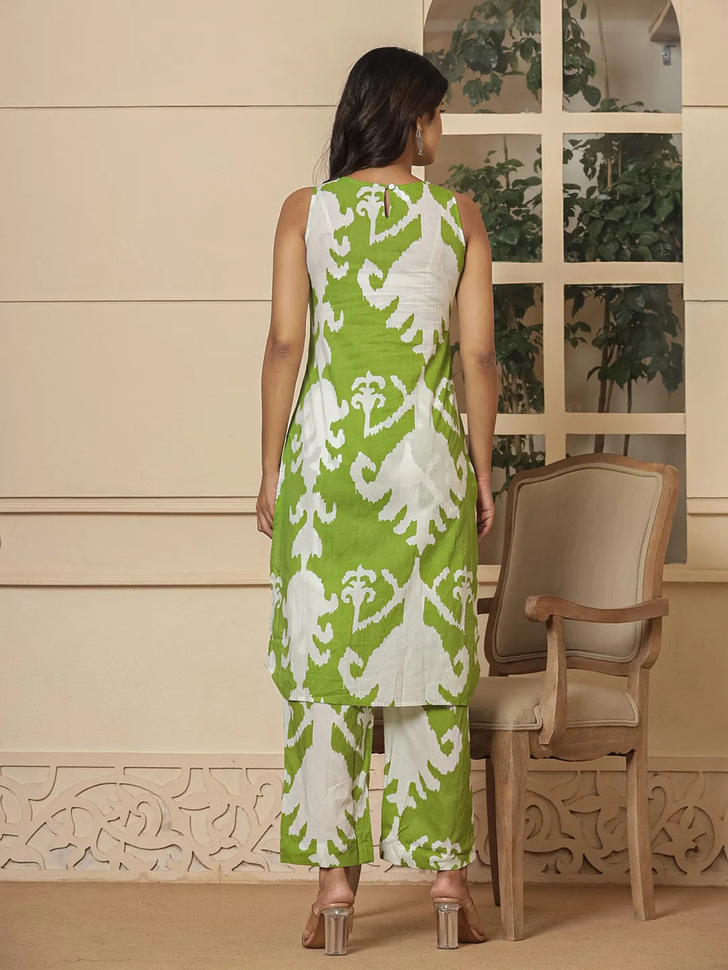 Yufta Cotton Green Pin Tuck Co-Ord Set