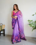 Vamsee Ramya Purple Organza Saree