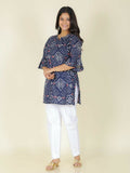 Aramya Straight Soft Cotton Bandhani Print Women's Kurta - Blue