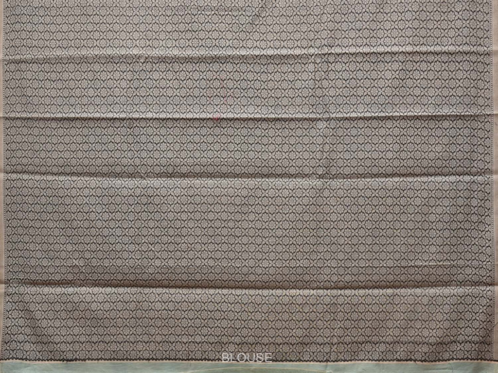 Cream and Black Cut Work Sico Cotton Saree with Body Buta and Border Design - Global Threads