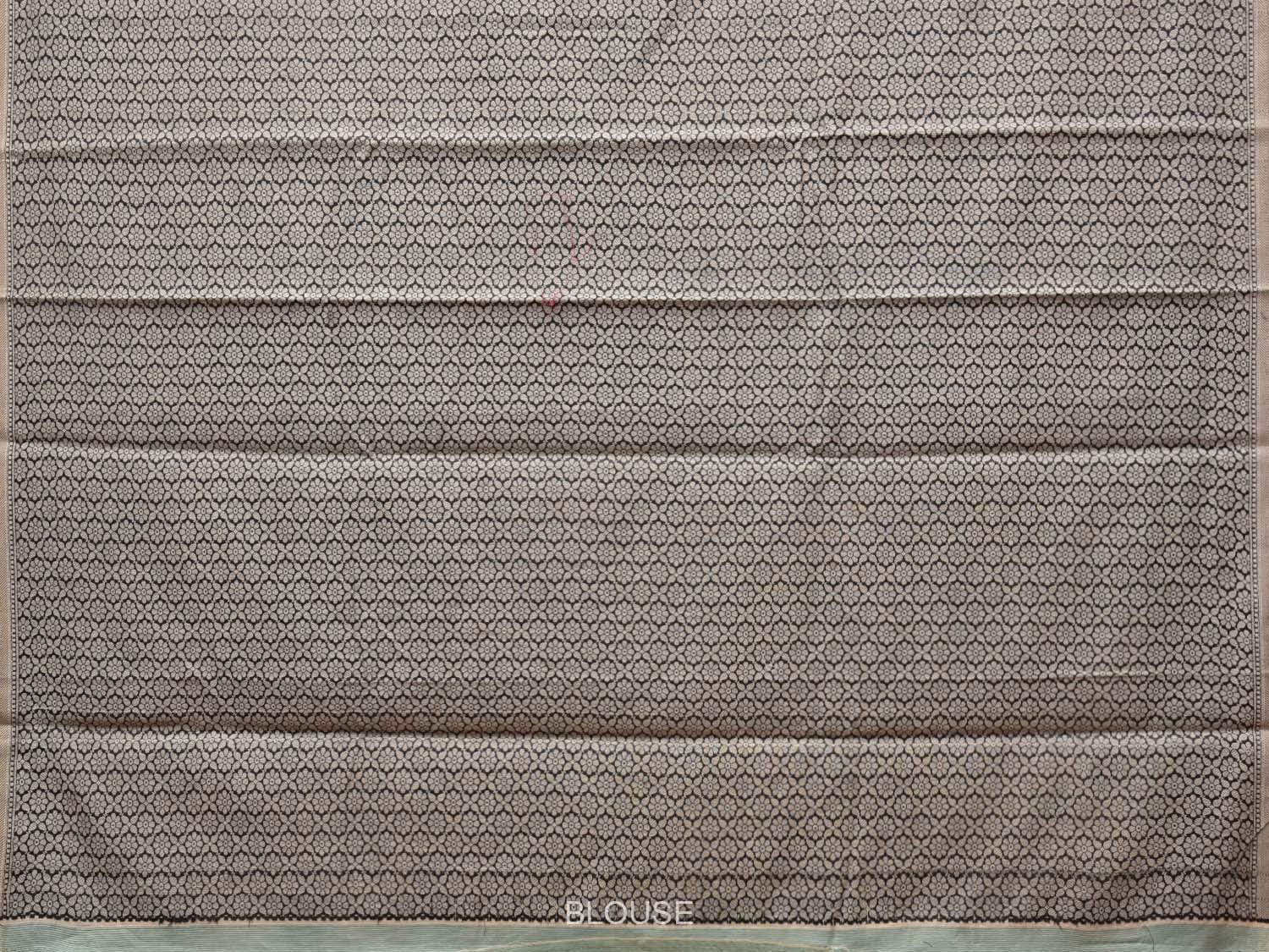 Cream and Black Cut Work Sico Cotton Saree with Body Buta and Border Design - Global Threads