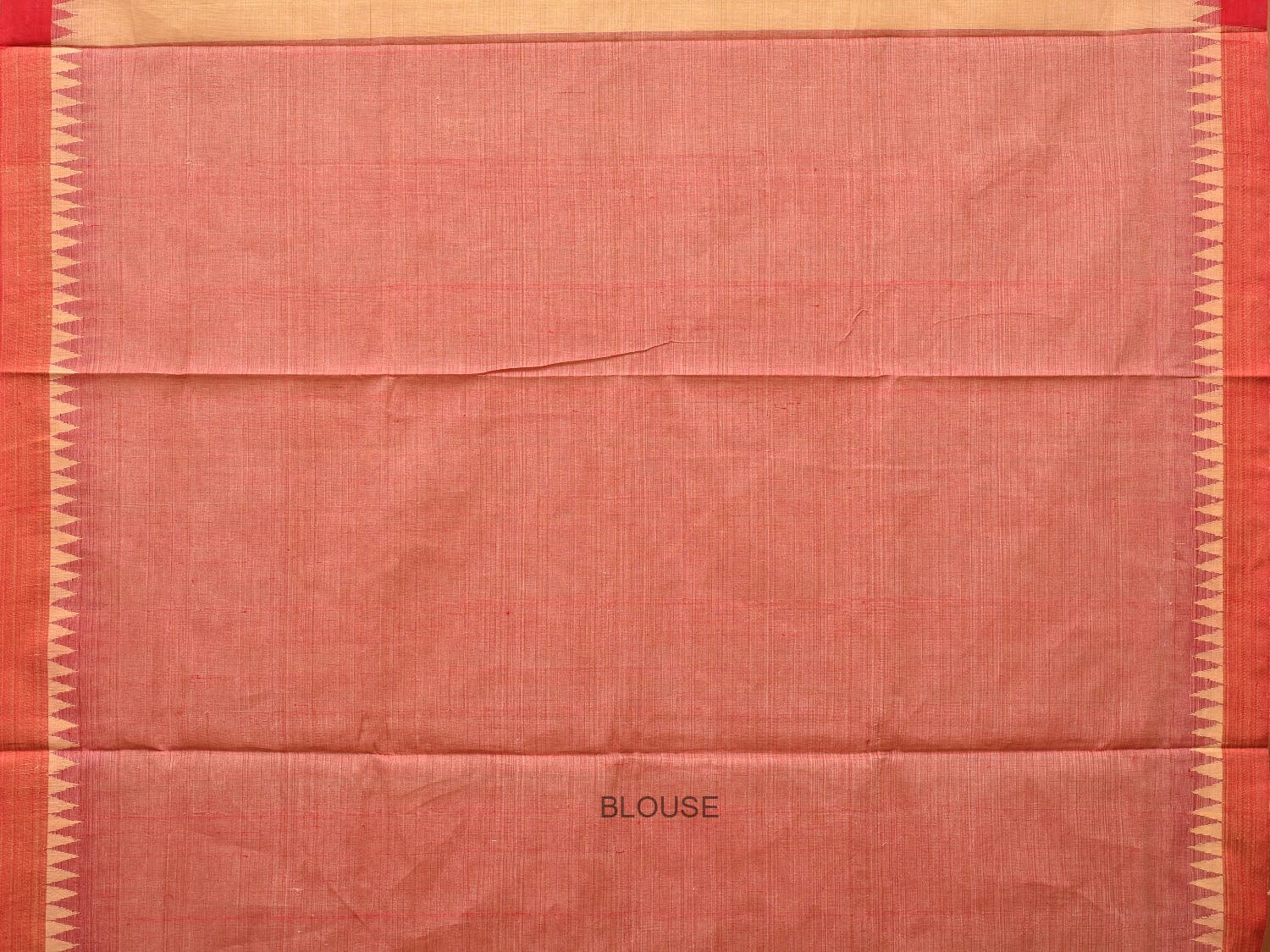 Cream and Red Khadi Cotton Handloom Saree Plain Saree with Strips Pallu Design - Global Threads