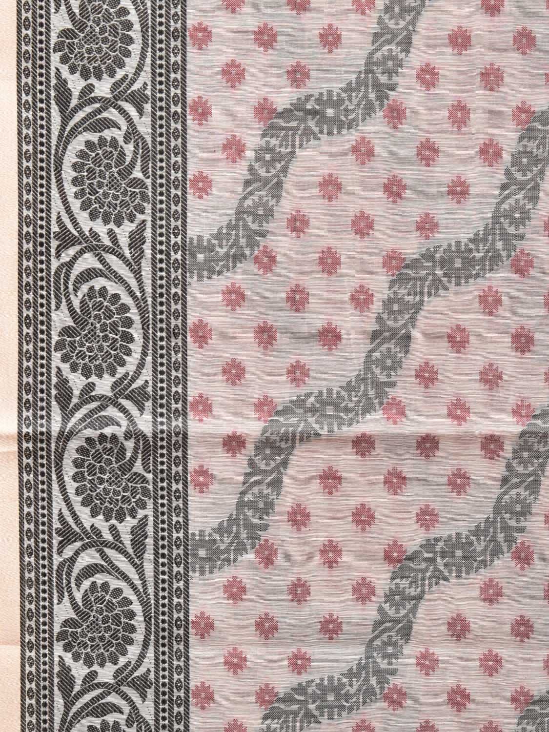 Cream Cut Work Sico Cotton Saree with All Over Diagonal and Border Design - Global Threads