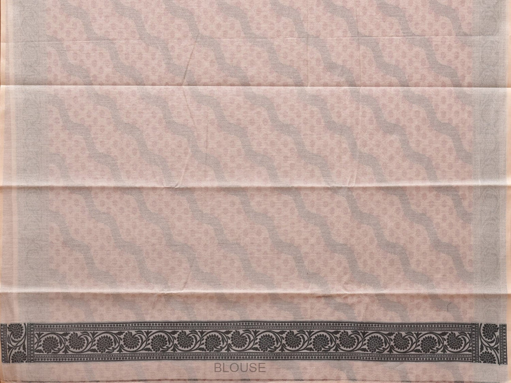 Cream Cut Work Sico Cotton Saree with All Over Diagonal and Border Design - Global Threads