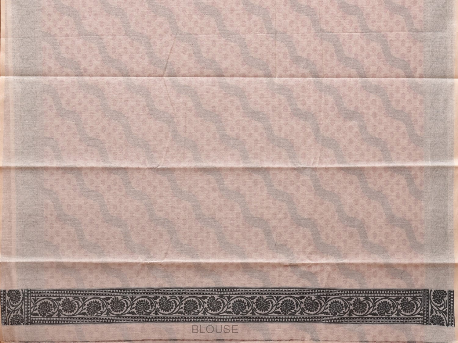 Cream Cut Work Sico Cotton Saree with All Over Diagonal and Border Design - Global Threads