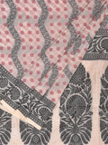 Cream Cut Work Sico Cotton Saree with All Over Diagonal and Border Design - Global Threads