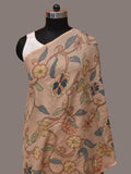 Cream Kalamkari Hand Painted Woolen Handloom Stole with Floral Design - Global Threads