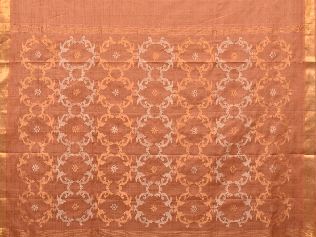 Cream Uppada Cotton Handloom Saree with Grill Pallu Design - Global Threads