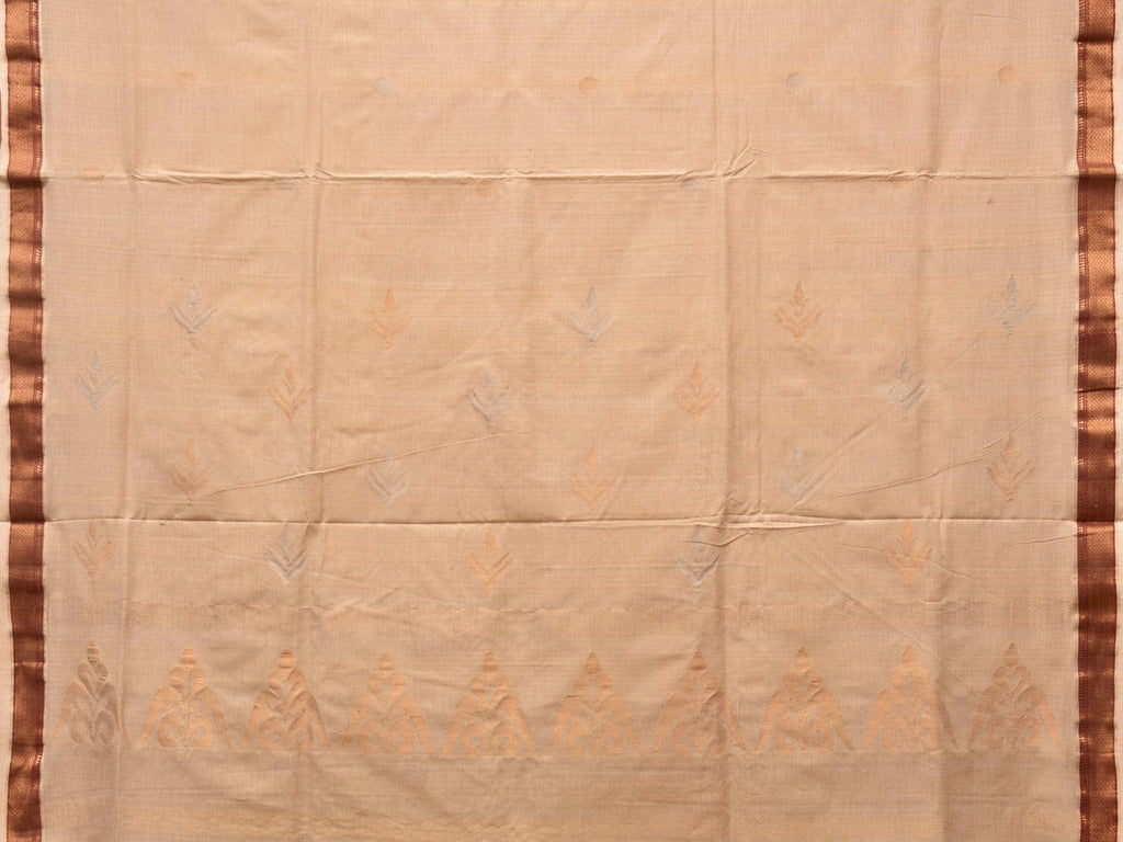 Cream Uppada Cotton Handloom Saree with Pallu Design - Global Threads