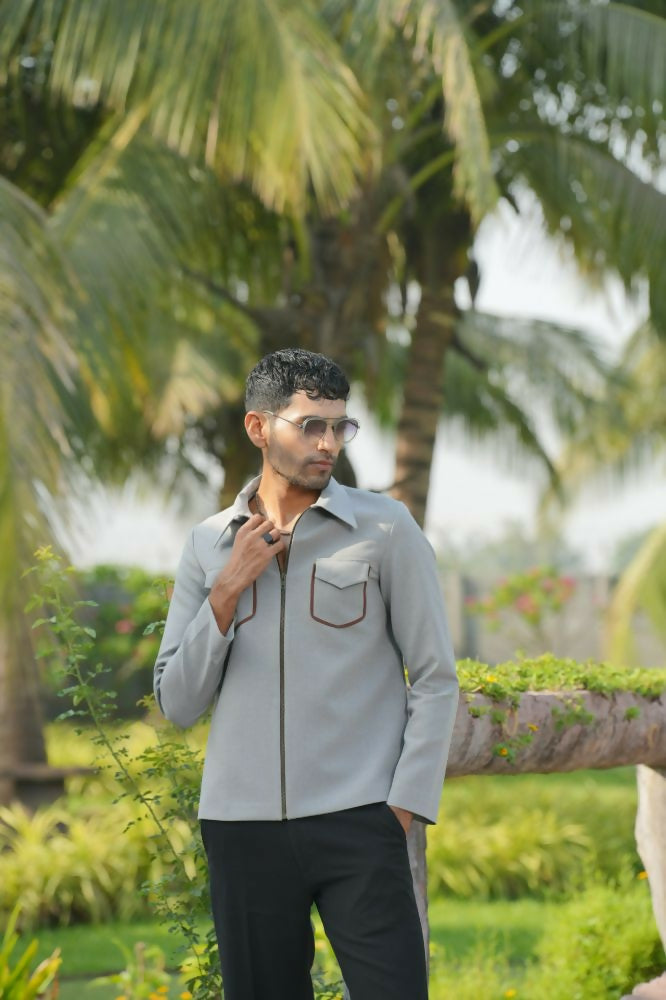 Laynox Distorted Gray Shacket by Hilo Design