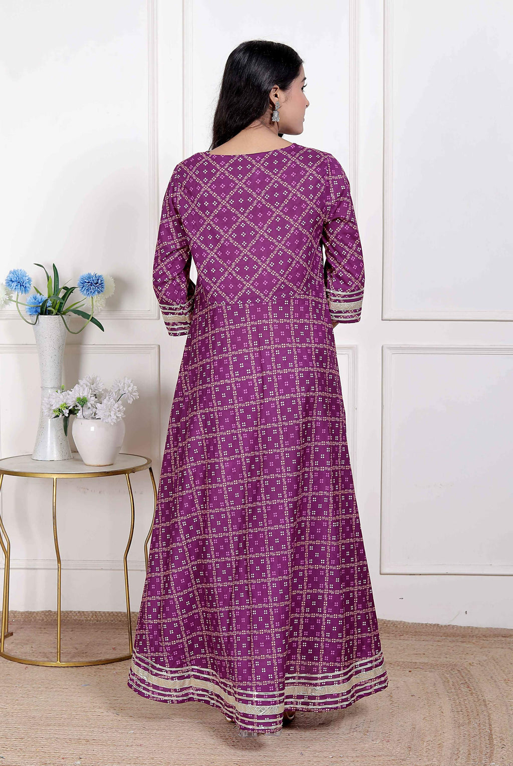 Miravan Women's embroidred Bandhani Ethnic Anarkali Kurta and Dupatta