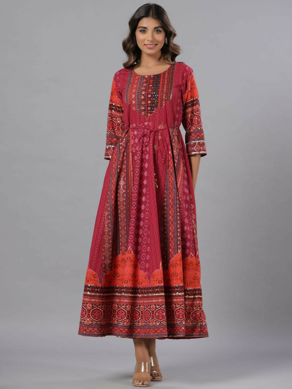 Juniper Women Plum Silk Printed Maxi Dress