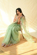 Vamsee Manali Green Organza Saree