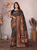 Joban Fashion Black Meena Weaves Pashmina Sarees