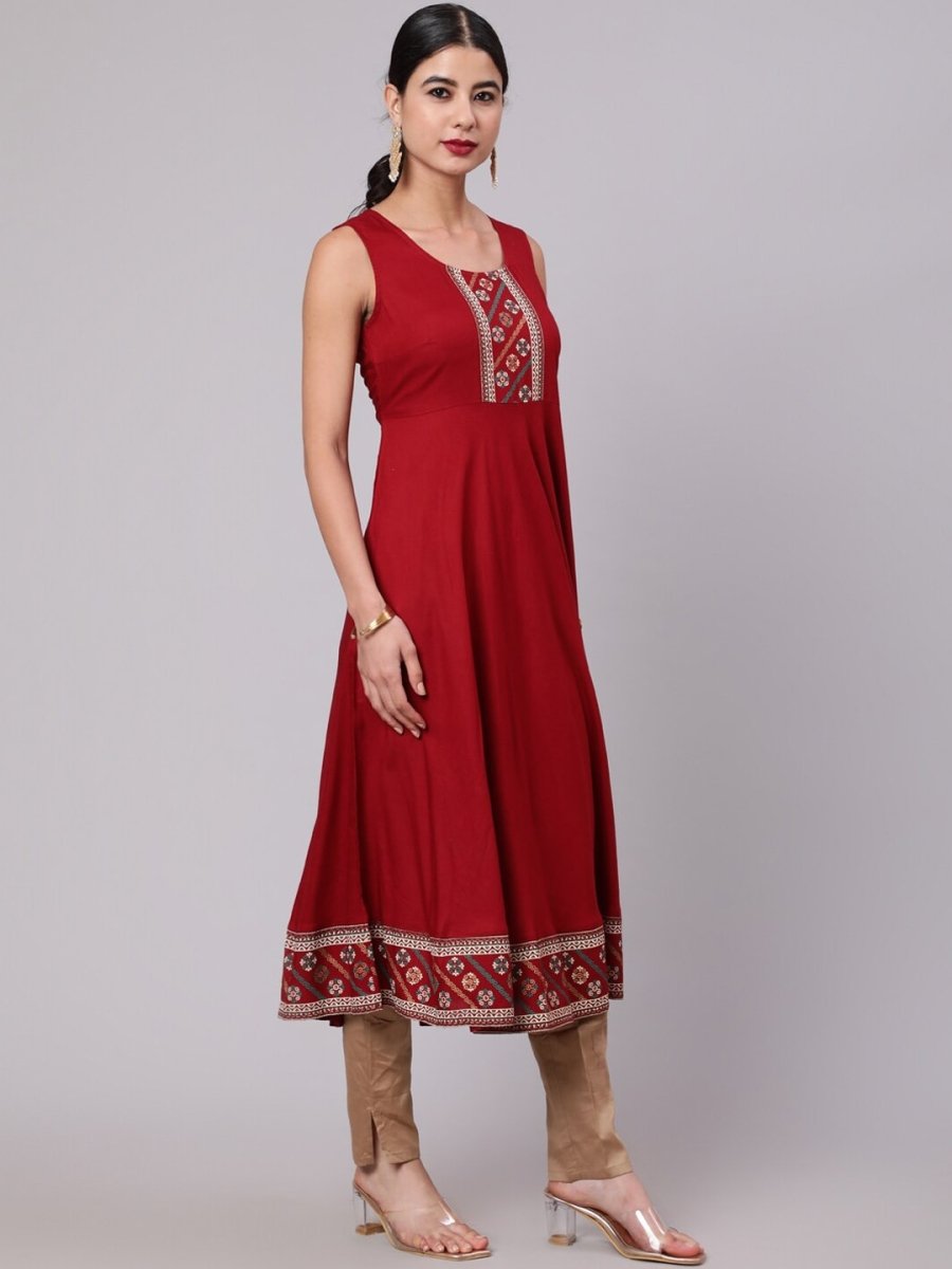 Aks Floral Yoke Design Anarkali Kurta