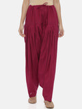 Souchii Maroon Solid Regular-Fit High-Rise Patiala