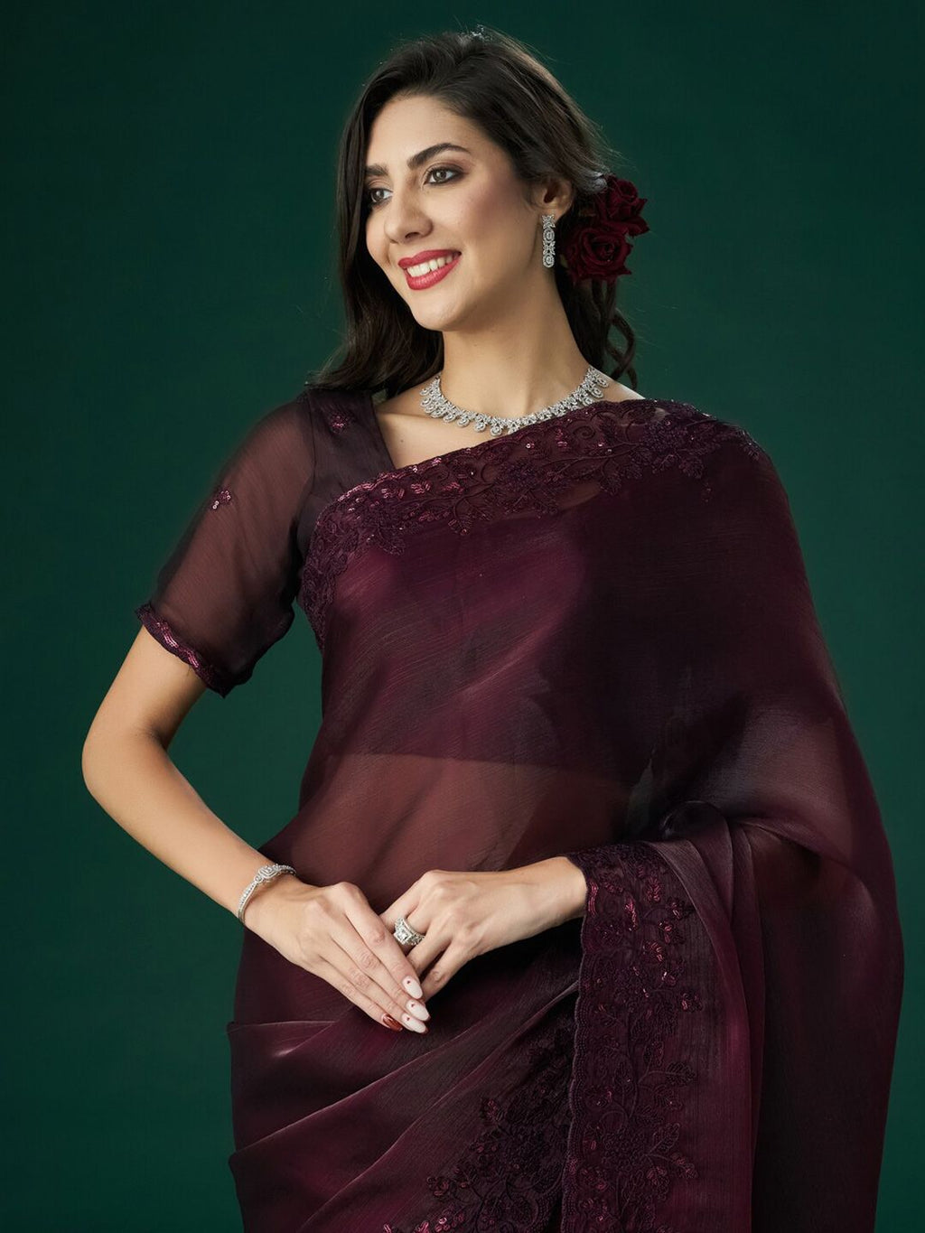 kasee Floral Embroidered Saree